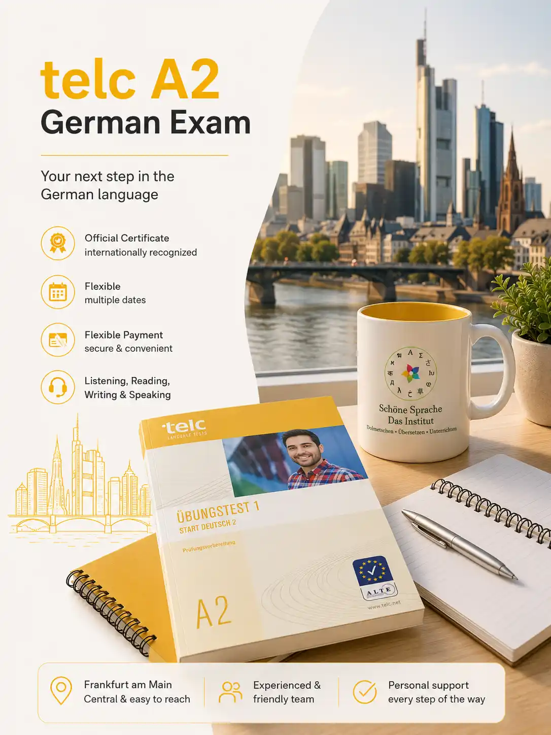 telc A2 Deutsch exam in Frankfurt